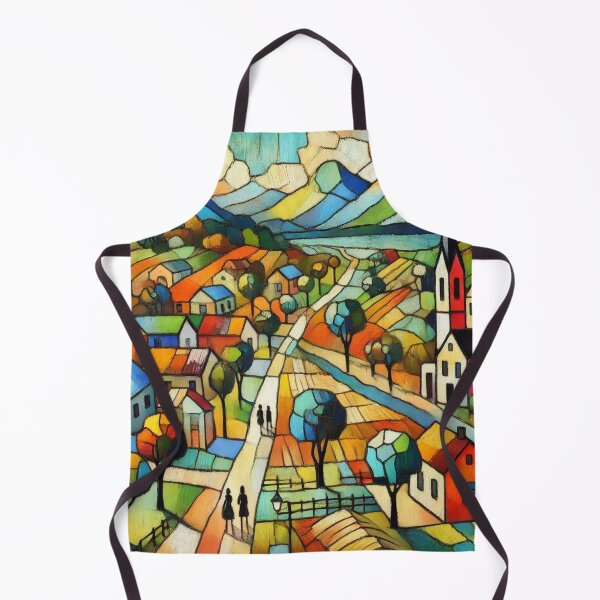 Item preview, Old Church and Town Colorful Landscape Art designed and sold by williamlharvey.