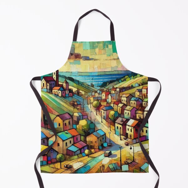 Item preview, Old Church and Town Colorful Landscape Art designed and sold by williamlharvey.