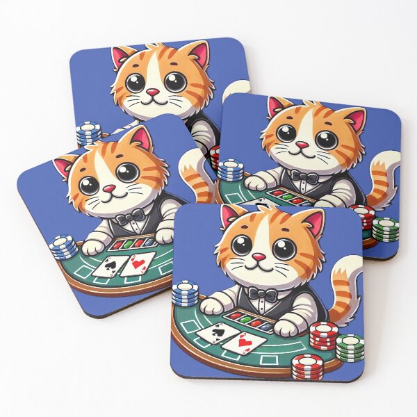Aperçu de l'œuvre Casino Cat jouant au Blackjack généré par l'IA créée et vendue par Emerald81.