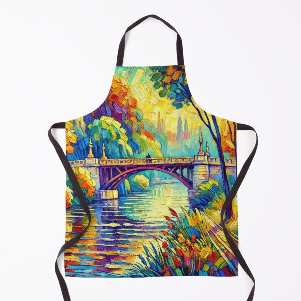 Item preview, Old Bridge and River Colorful Landscape Art designed and sold by williamlharvey.