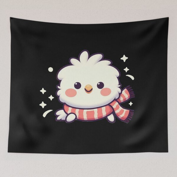 Item preview, Adorable Fluffy Bird Wrapped in a Cozy Winter Scarf designed and sold by i-Xuou.