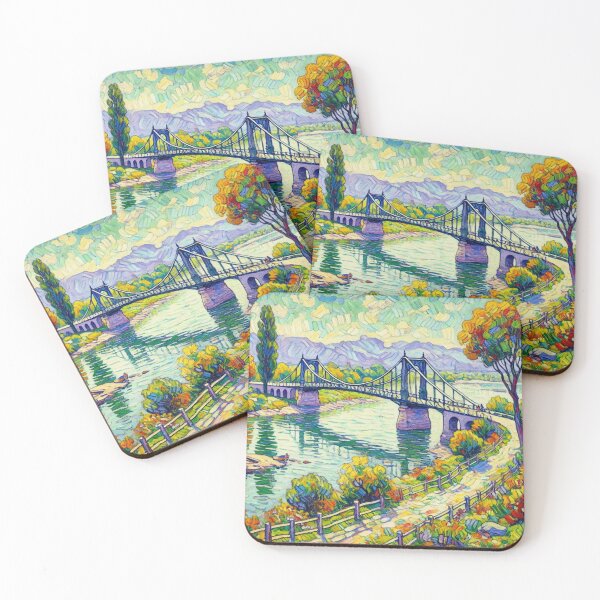Item preview, Old Bridge with Foot Path Colorful Landscape Art designed and sold by williamlharvey.