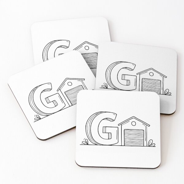 Item preview, An illustration of letter G beside a garage designed and sold by rasagamastore.