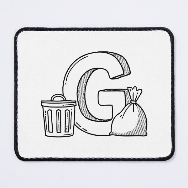 Item preview, An illustration of letter G beside a garbage designed and sold by rasagamastore.