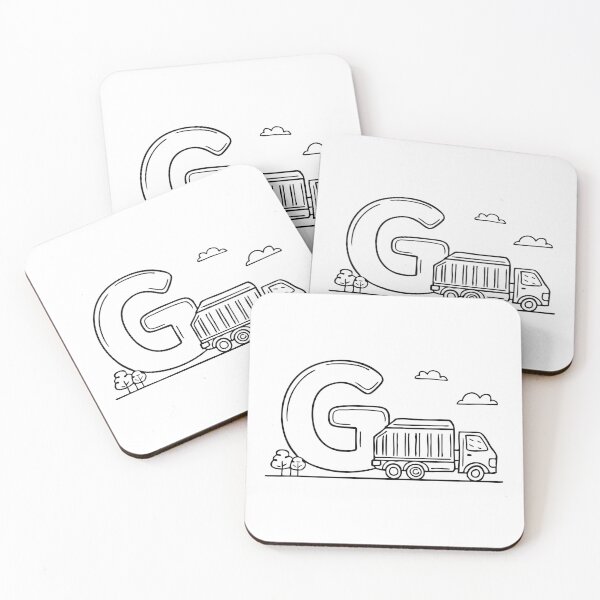 Item preview, An illustration of letter G beside a garbage truck designed and sold by rasagamastore.