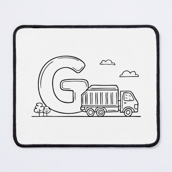 Item preview, An illustration of letter G beside a garbage truck designed and sold by rasagamastore.