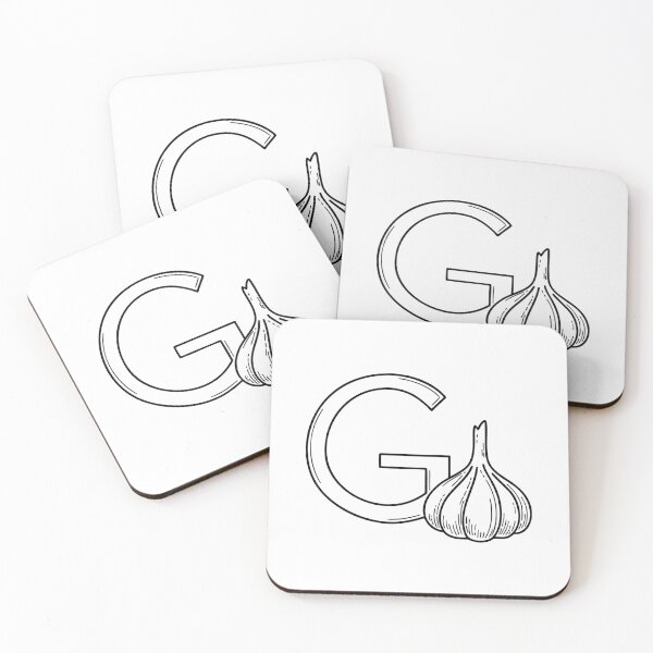Item preview, An illustration of letter G beside a garlic designed and sold by rasagamastore.