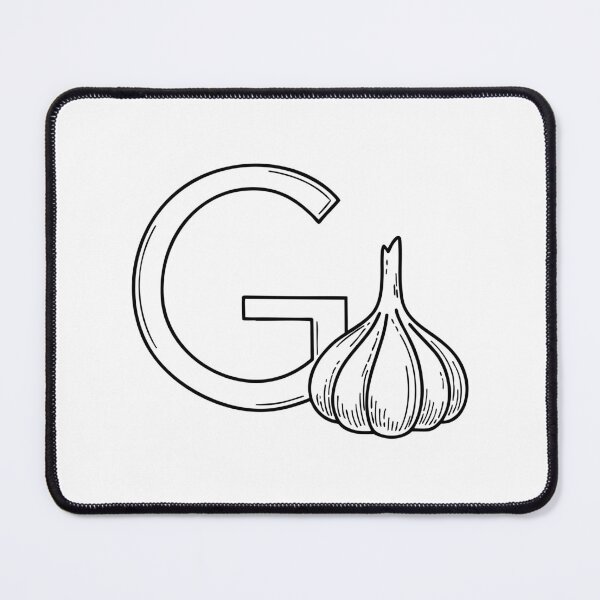 Item preview, An illustration of letter G beside a garlic designed and sold by rasagamastore.