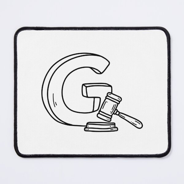 Item preview, An illustration of letter G beside a gavel designed and sold by rasagamastore.