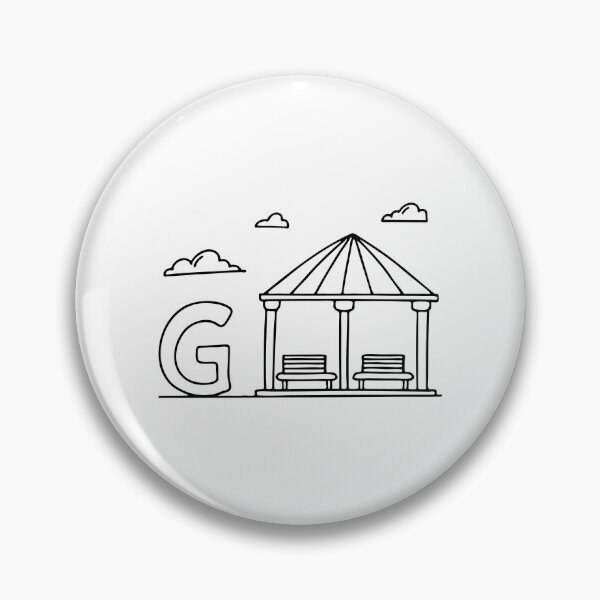 Item preview, An illustration of letter G beside a gazebo designed and sold by rasagamastore.