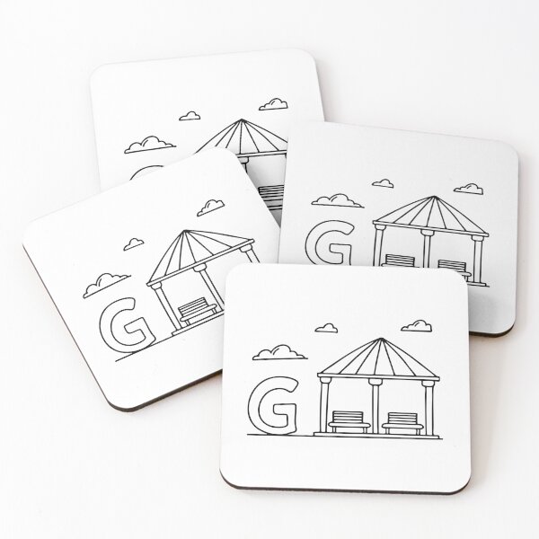 Item preview, An illustration of letter G beside a gazebo designed and sold by rasagamastore.