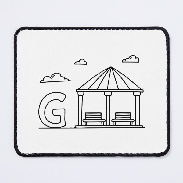 Item preview, An illustration of letter G beside a gazebo designed and sold by rasagamastore.