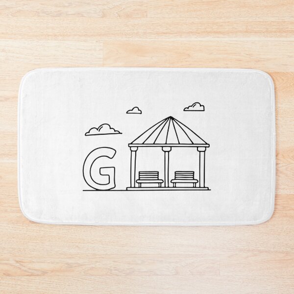 Item preview, An illustration of letter G beside a gazebo designed and sold by rasagamastore.