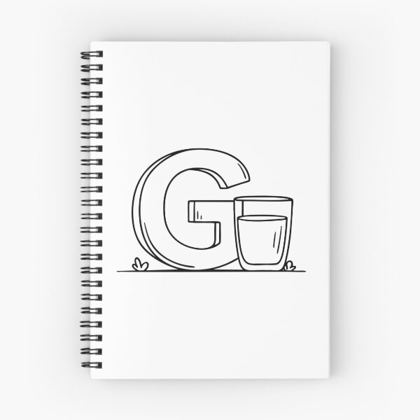 Item preview, An illustration of letter G beside a glass designed and sold by rasagamastore.