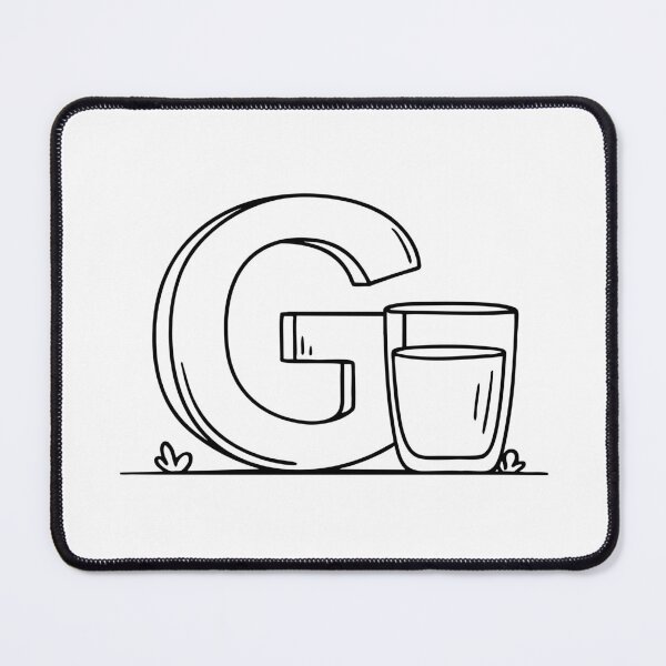 Item preview, An illustration of letter G beside a glass designed and sold by rasagamastore.