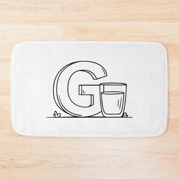 Item preview, An illustration of letter G beside a glass designed and sold by rasagamastore.
