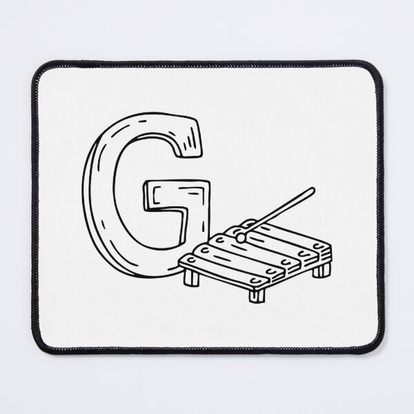 Item preview, An illustration of letter G beside a glockenspiel designed and sold by rasagamastore.