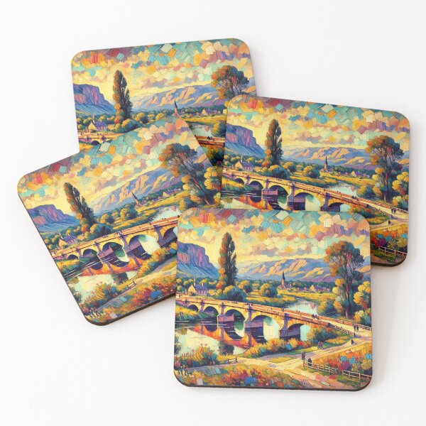 Item preview, Old Bridge in the Valley Colorful Landscape Art designed and sold by williamlharvey.