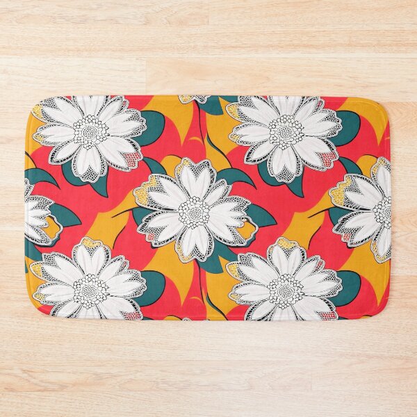 Item preview, white lace flower on orange and yellow and green design pattern designed and sold by Kristylynn757.
