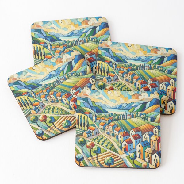 Item preview, Rural Community and a Lake Colorful Landscape Art designed and sold by williamlharvey.