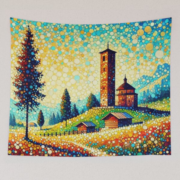 Item preview, Old Tower in the Colorful Valley Landscape Art designed and sold by williamlharvey.