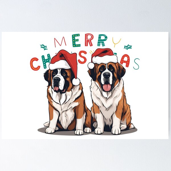 Item preview, Christmas Saint Bernards – Merry Christmas designed and sold by GoodyPaws.