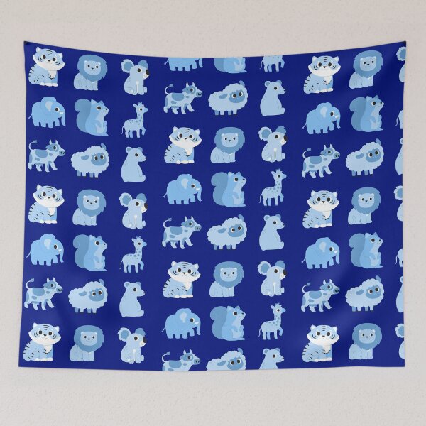 Item preview, Cute Blue Zoo and Farm Animals designed and sold by AmyGibs.