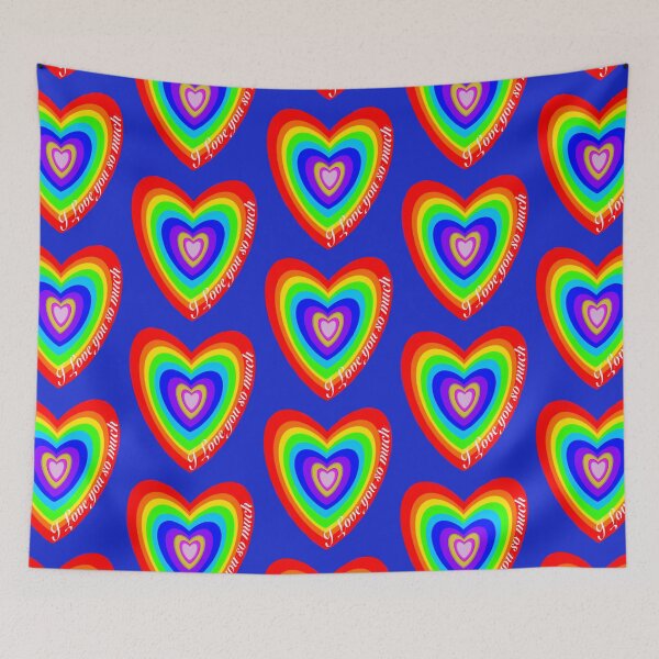 Item preview, I love you so much, Love Heart Rainbow Chakras Colours, Rainbow. Blue background designed and sold by MonicaArtist.