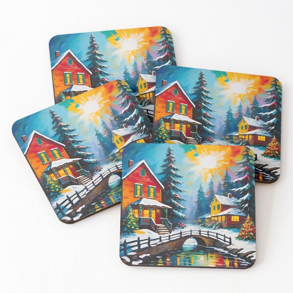 Item preview, Snow-Covered House by Stream at Christmas designed and sold by GrizzlyCollective.