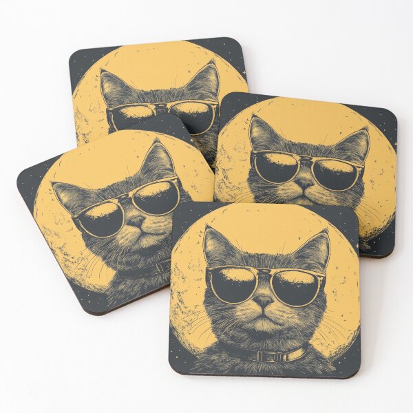 Item preview, cat wore sunglasses and yellow moon  designed and sold by zirconp.