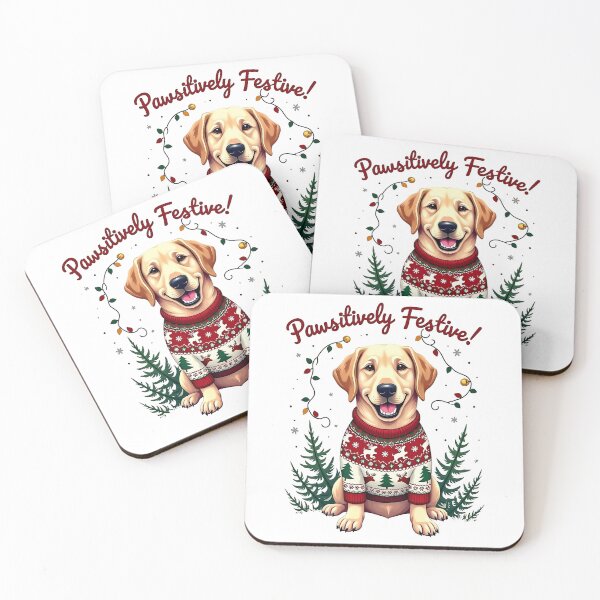 Item preview, cute  Labrador Christmas.pawsitively festive, yellow labrador retriever designed and sold by venavar.