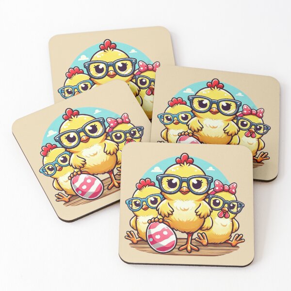 Item preview, Cute Easter Chickens Wearing Glasses designed and sold by Myra365Art.