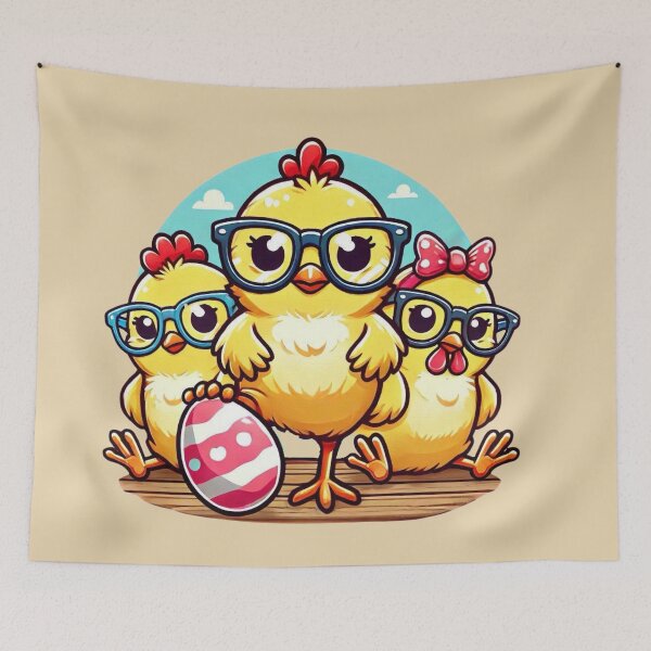Item preview, Cute Easter Chickens Wearing Glasses designed and sold by Myra365Art.