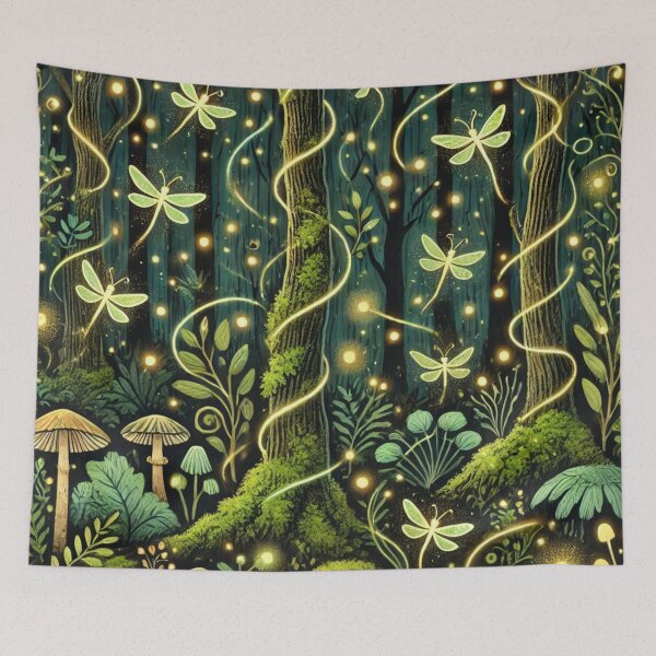 Item preview, Enchanted Firefly Forest: Glowing Mystical Woodland Night designed and sold by TeslaSt0re.