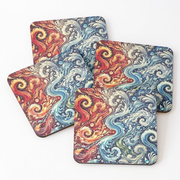Item preview, Fire and Water Harmony: Swirling Elemental Energy Art designed and sold by TeslaSt0re.