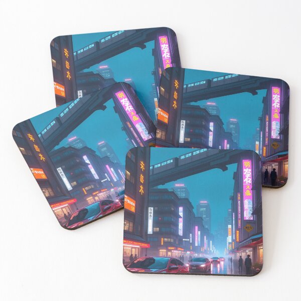 Item preview, cyberpunk-inspired rainy night scene designed and sold by mikaws.