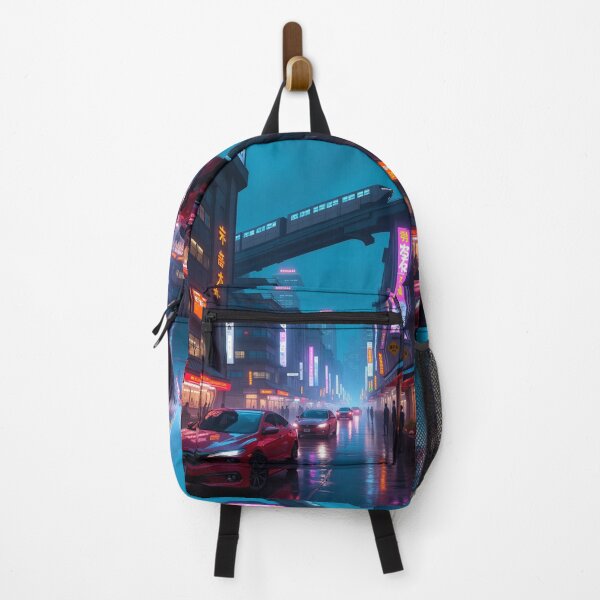 Item preview, cyberpunk-inspired rainy night scene designed and sold by mikaws.