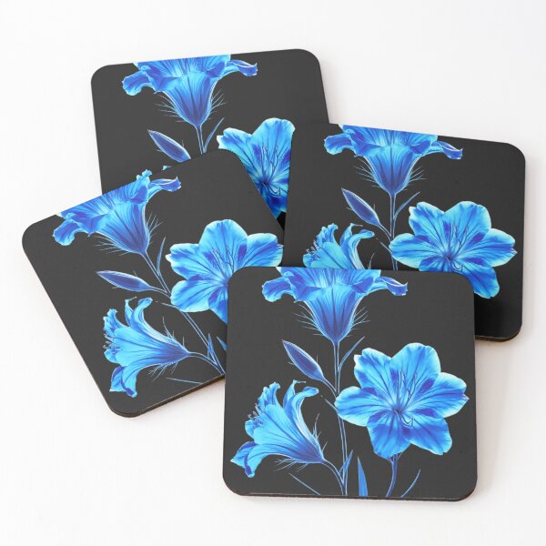 Item preview, A digitally enhanced image of two vibrant blue flowers designed and sold by aipaint.