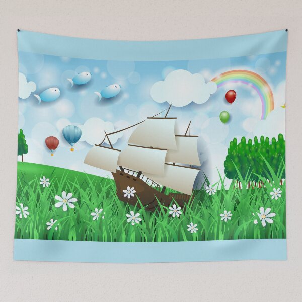 Item preview, Daydreaming, ghost ship in a meadow designed and sold by LuisaVenturoli.