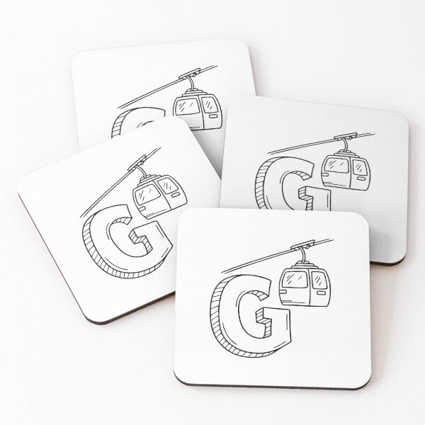 Item preview, An illustration of letter G beside a gondola lift designed and sold by rasagamastore.