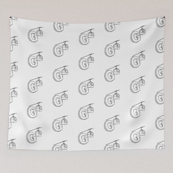 Item preview, An illustration of letter G beside a gondola lift designed and sold by rasagamastore.