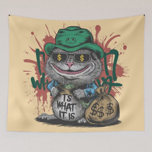 Item preview, Rich feral cat dressed in the style of Pepe the Frog designed and sold by 123ks.