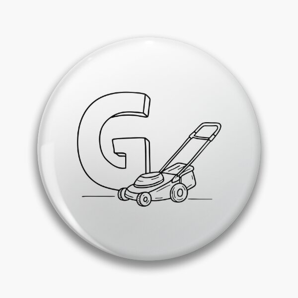 Item preview, An illustration of letter G beside a grass cutter designed and sold by rasagamastore.