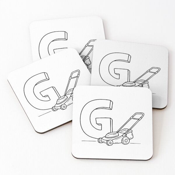 Item preview, An illustration of letter G beside a grass cutter designed and sold by rasagamastore.