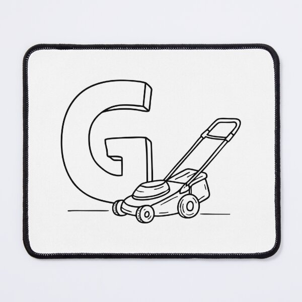 Item preview, An illustration of letter G beside a grass cutter designed and sold by rasagamastore.