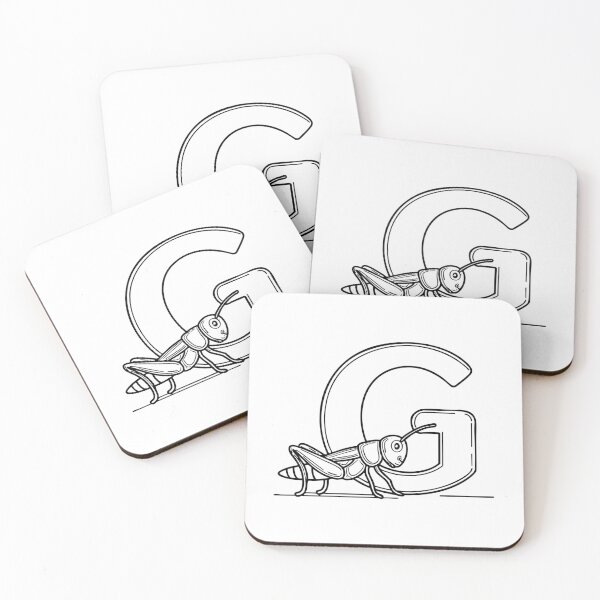 Item preview, An illustration of letter G beside a grasshopper designed and sold by rasagamastore.