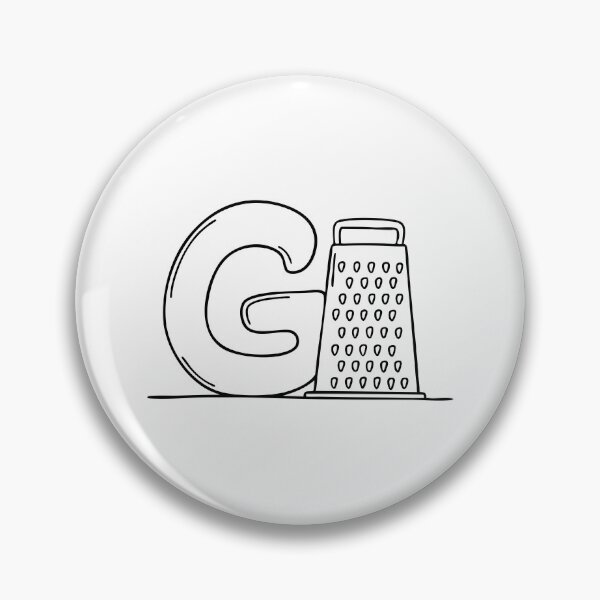Item preview, An illustration of letter G beside a grater designed and sold by rasagamastore.