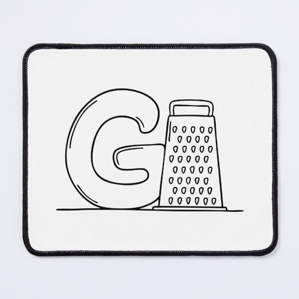 Item preview, An illustration of letter G beside a grater designed and sold by rasagamastore.