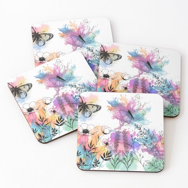 Item preview, Watercolor Splashes Flowers and Butterflies designed and sold by KCsStudio.