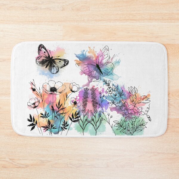 Item preview, Watercolor Splashes Flowers and Butterflies designed and sold by KCsStudio.